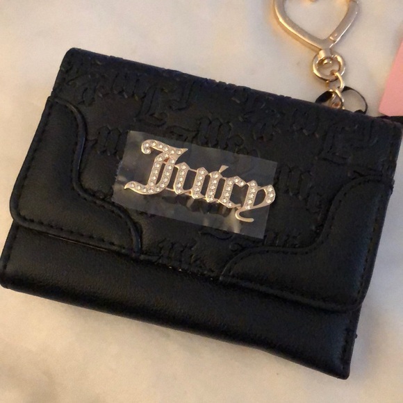 Juicy Couture Liquorice Heartless Double Sided Trifold Wallet CZ Juicy Logo NWT - Picture 3 of 16